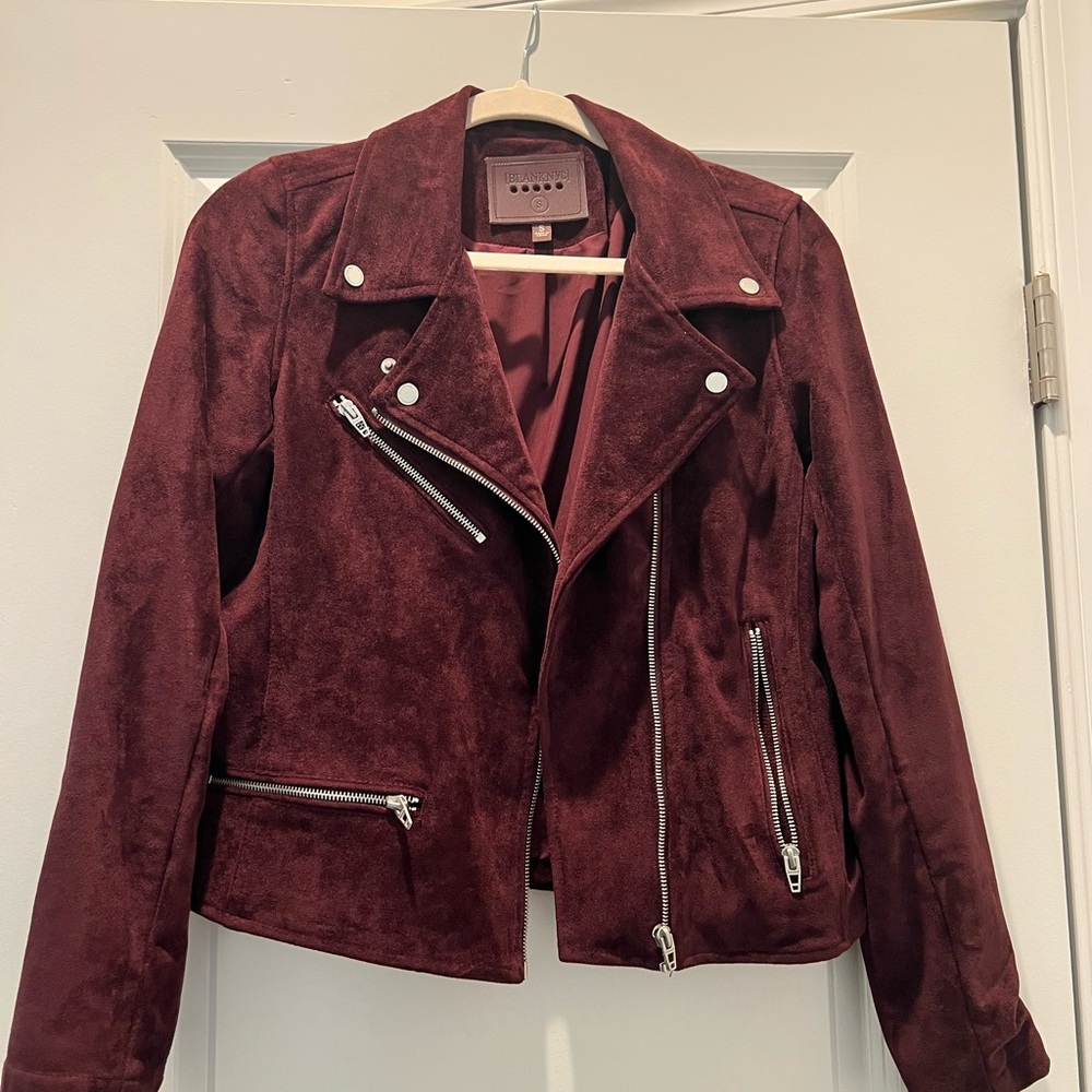 Burgundy Suede Moto Jacket